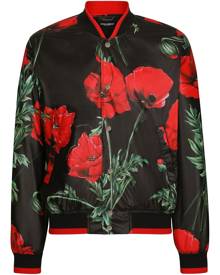 Dolce & Gabbana poppy-print bomber jacket - Black