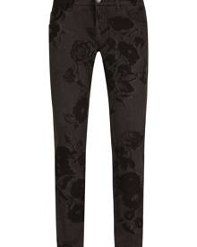 Dolce & Gabbana rose-print skinny jeans - Black