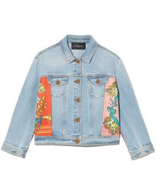 Versace Kids Barocco-print denim jacket - Blue