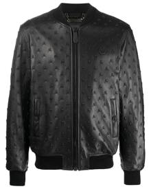 Philipp Plein leather bomber jacket - Black