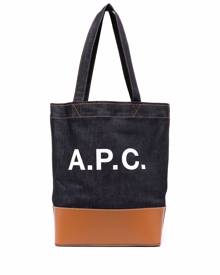 A.P.C. panelled logo-print tote - Blue