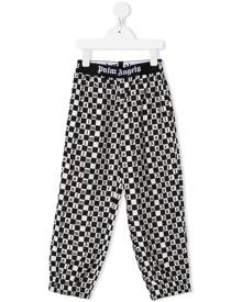 Palm Angels Kids checked-logo track pants - Black