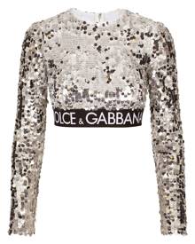 Dolce & Gabbana cropped sequin-embellished top - Silver
