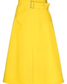 Jil Sander belted wool midi skirt - Yellow