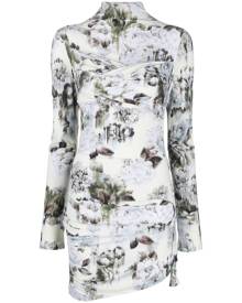 Off-White asymmetric floral-print dress - Grey