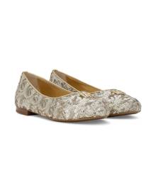 Dolce & Gabbana Kids sequinned logo ballerina pumps - Silver