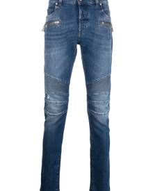 Balmain ribbed-detail skinny jeans - Blue