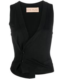 Aya Muse knitted wrap top - Black