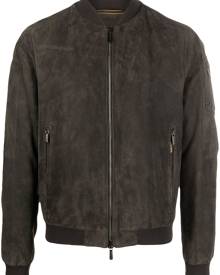 Moorer zip-up leather bomber jacket - Green