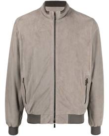 Moorer zip-up leather bomber jacket - Grey