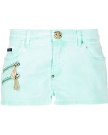 Philipp Plein biker-style denim shorts - Green