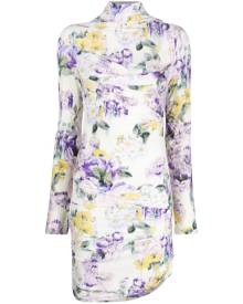 Off-White floral-print ruched dress - Green