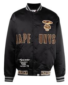 AAPE BY *A BATHING APE® logo-print satin bomber jacket - Black