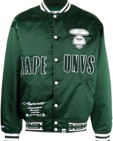 AAPE BY *A BATHING APE® logo-print satin bomber jacket - Green