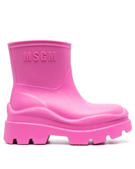 Pink Farfetch Shoes Boots Rain Boots Touch strap fastening boots 