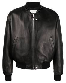 Jil Sander leather zip-up bomber jacket - Black