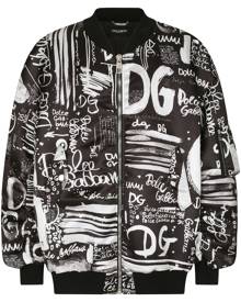 Dolce & Gabbana oversized logo-print bomber jacket - Black