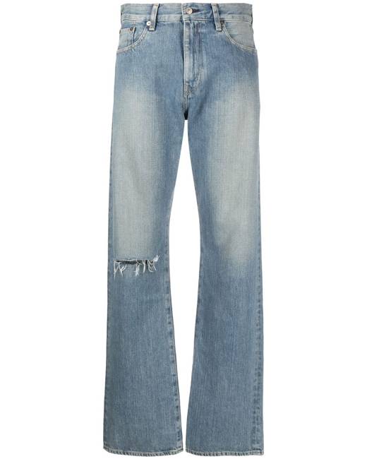 Junya Watanabe chain-detail Straight-Leg Jeans - Blue