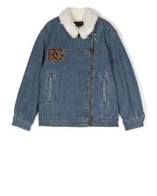Dolce & Gabbana Kids animal-embroidery sherpa jacket - Blue