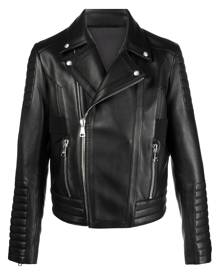 Balmain panelled biker jacket - Black