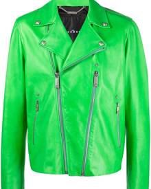 John Richmond graphic-print double-zip biker jacket - Green