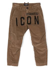 DSQUARED2 KIDS Icon logo-print corduroy trousers - Brown