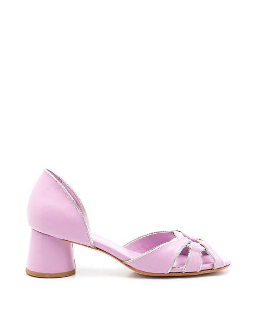 Purple low hot sale heel pumps