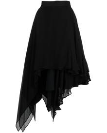 Yohji Yamamoto asymmetric tulle midi skirt - Black