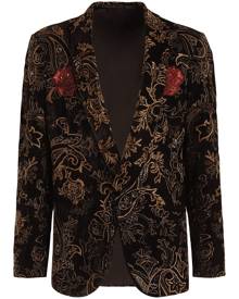 ETRO sequinned floral single-breasted blazer - Black