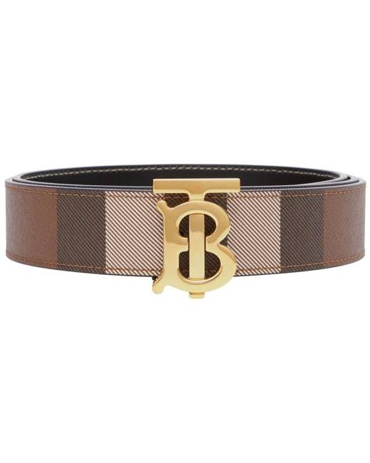 Burberry Monogram Motif Vintage Check E-canvas Belt 1.4 Width Archive Beige  in Thermoplastic Polyurethane with Gold-tone - US