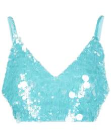 P.A.R.O.S.H. V-neck sequin embellished crop top - Blue