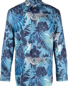 ETRO leaf-print long-sleeve shirt - Blue