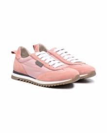 Brunello Cucinelli Kids embellished suede-panelled sneakers - Pink