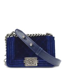 CHANEL Pre-Owned 2013 Boy Chanel velvet shoulder bag - Blue