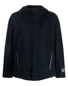 C.P. Company logo-patch zipped hooded jacket - Blue
