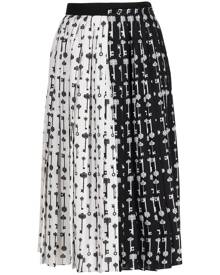 Ports 1961 contrast key-print pleated midi skirt - Black