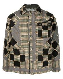 BODE patchwork-design button jacket - Green