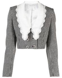 Alessandra Rich Peter Pan collar gingham blazer - Black