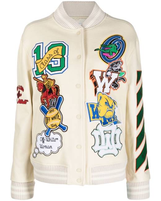 Off-White Embroidered Patches Varsity Jacket