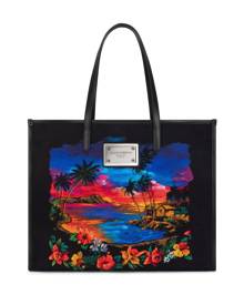 Dolce & Gabbana Hawaii-print canvas tote bag - Black