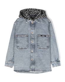 Versace Kids logo-print hooded denim jacket - Blue