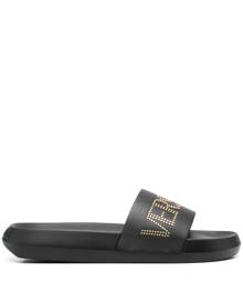 Versace studded-logo leather slides - Black