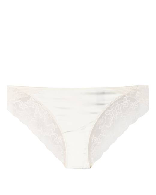 ASOS DESIGN Curve Contouring medium control high-waist knickers with lace  in white