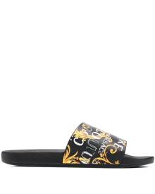 Versace Jeans Couture logo-print open-toe slides - Black