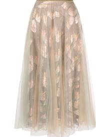 Talbot Runhof tulle-overlay midi skirt - Silver