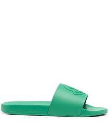 Moncler logo-embossed slides - Green