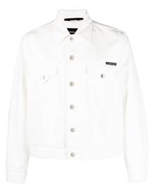 Roberto Cavalli logo print denim jacket - White