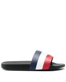 Moncler striped logo-embossed slides - Blue