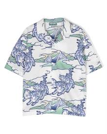 Kenzo Kids all-over print cotton shirt - White