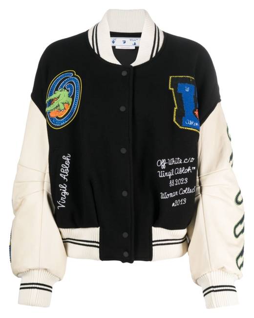 Off-White Wool and Leather Varsity Jacket